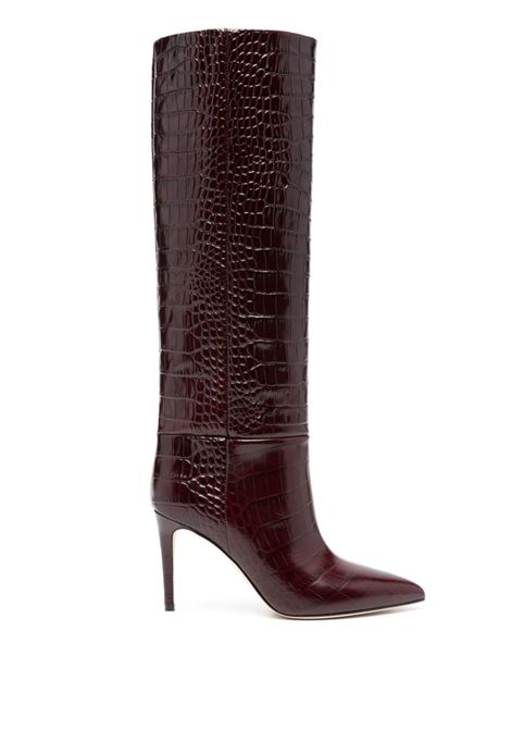 Brown crocodile-embossed boots Paris Texas - women